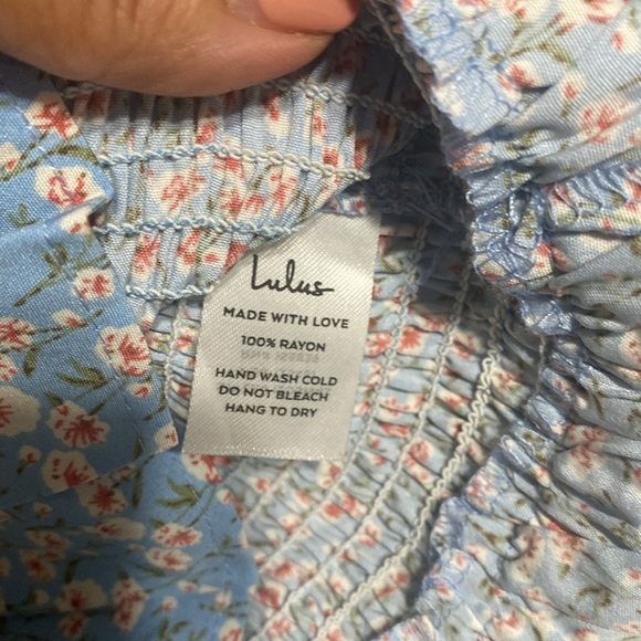 Lulus Sweetie Blue Floral Print Smocked Ruffled Bodycon Mini Skirt - Picture 6 of 6